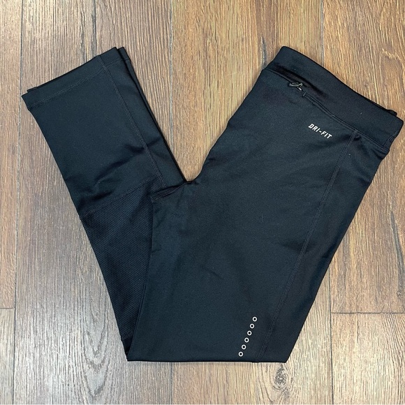 Nike Women's Power Essential Running Capri Crop Pant Black SZ SM - Picture 1 of 6